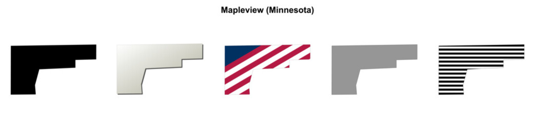 Naklejka premium Mapleview (Minnesota) blank outline map set