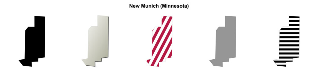 Obraz premium New Munich (Minnesota) blank outline map set