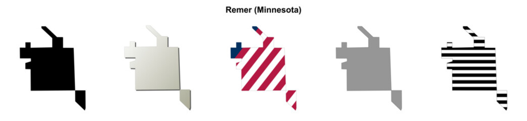Fototapeta premium Remer (Minnesota) blank outline map set