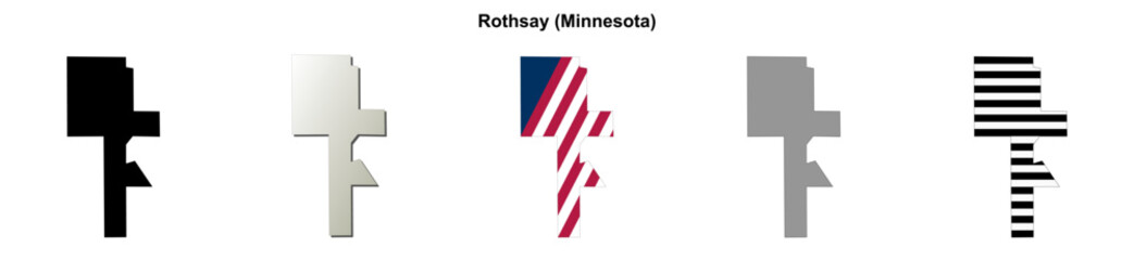 Obraz premium Rothsay (Minnesota) blank outline map set