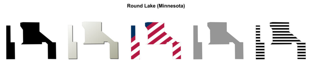 Fototapeta premium Round Lake (Minnesota) blank outline map set