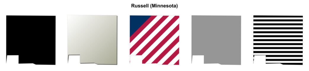 Fototapeta premium Russell (Minnesota) blank outline map set