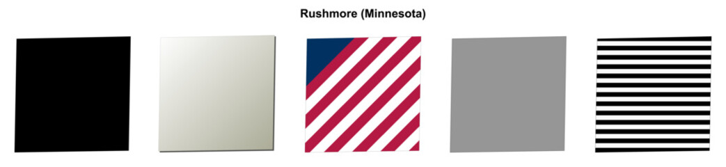Obraz premium Rushmore (Minnesota) blank outline map set