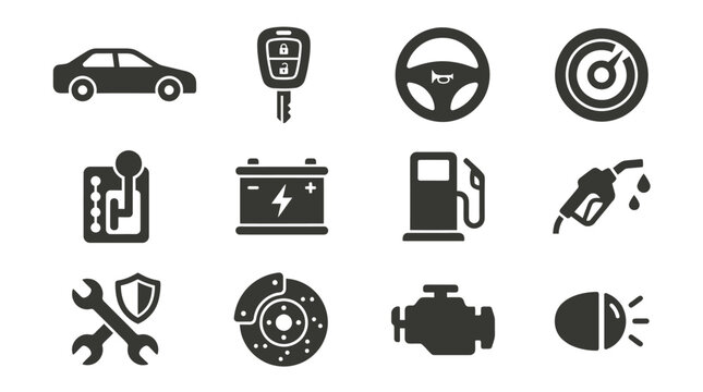 Car Maintenance And Repair Icons.
