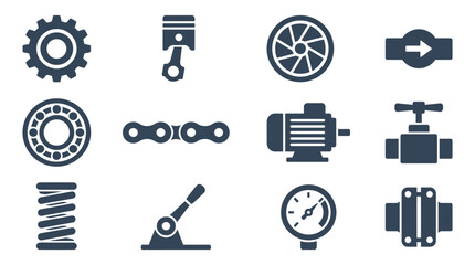 Fototapeta premium Industrial Mechanical Icons and Symbols.