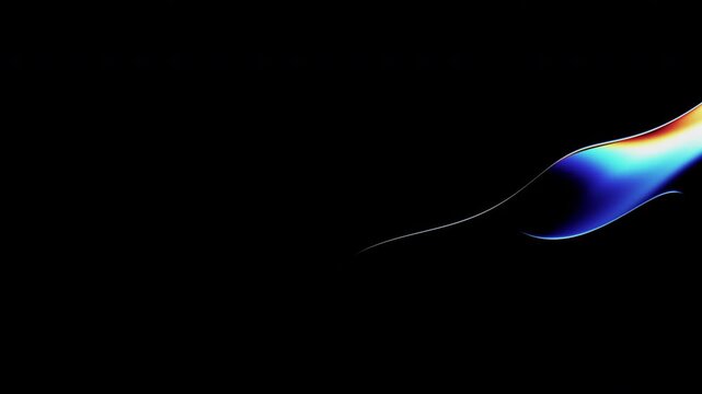 Abstract iridescent colorful refractions on a wavy glass shape, seamless loop 3d animation