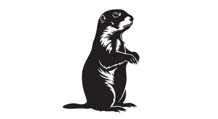 Prairie dog standing upright black illustration, premium silhouette vector, isolated white background © MdSamir