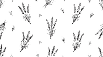 Minimalist lavender seamless pattern with elegant sketch sprigs © Vistara Studio