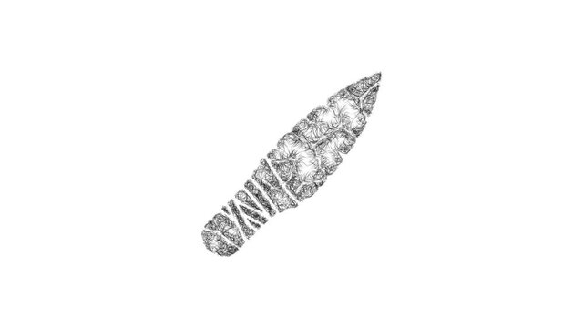 Sketch stone knife icon animation - smooth progressive reveal