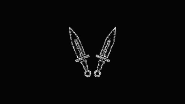 Sketch twin daggers icon animation - smooth progressive reveal