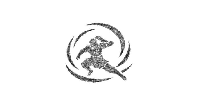 Sketch spin attack icon animation - smooth progressive reveal