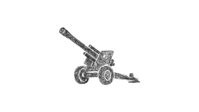 Sketch howitzer icon animation - smooth progressive reveal