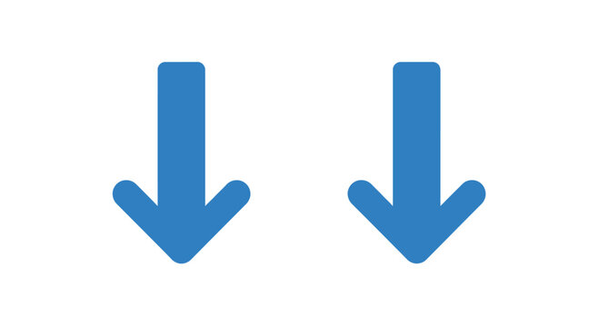 Two Blue Downward Arrows on White Background