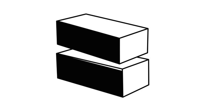 Two stacked rectangular blocks, one black and one white, creating a sense of contrast and balance.