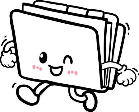Animated Book Character with Hands and Feet Outline