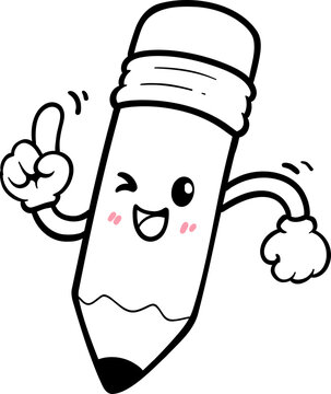 character Pencil Mascot Outline