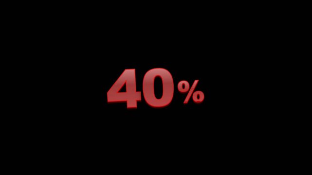 Red 3D forty percent symbol on black background