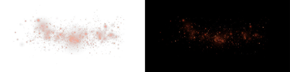 Red Glitter Dust PNG Spray with Magic Light Bokeh Effect for New Year Greetings, Flyers and Social Media Banners © kulinskaia