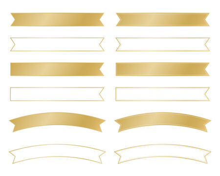 Gold flat ribbon banner set