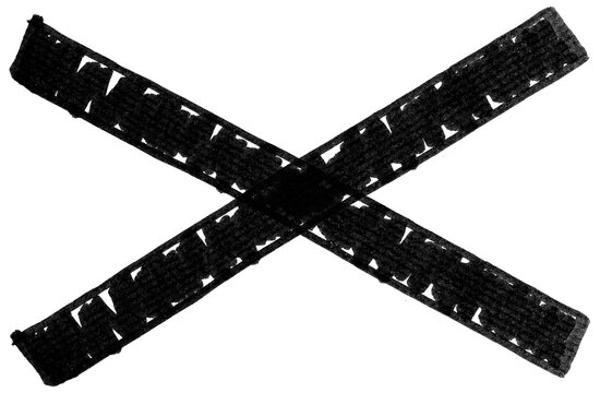Hand Painted Crossed Tape Mark PNG Isolated Black Grunge X Symbol