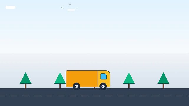 Delivery van driving fast loop animation. Logistics and e-commerce shipping concept motion graphic.