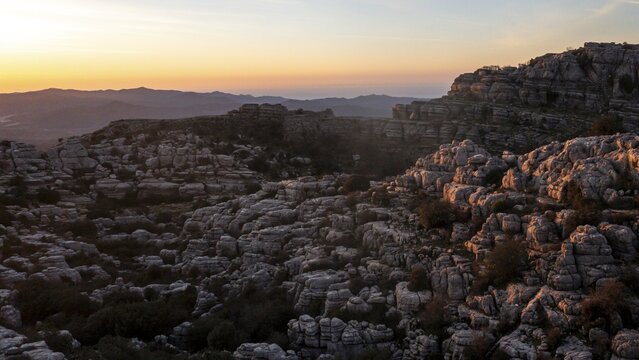 Bizarre limestone rock formations, El Torcal nature reserve, Torcal de Antequera, Malaga province, Andalusia, Spain