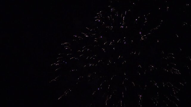 Spectacular fireworks display exploding in dark night sky