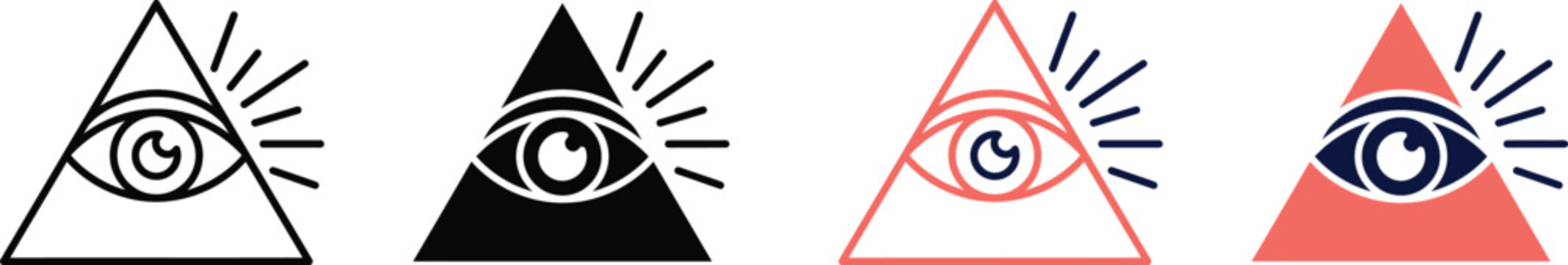 all seeing eye triangle symbols in different colors