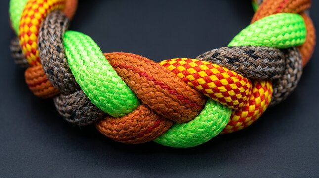 Colorful Braided Paracord Rope Bracelet with Green Orange and Gray Pattern