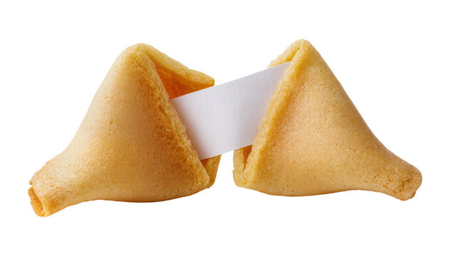Golden fortune cookies with blank paper strip