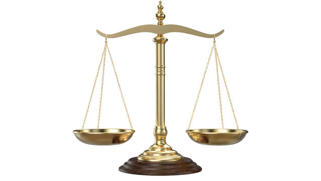 Brass balance scale with wooden base and chains