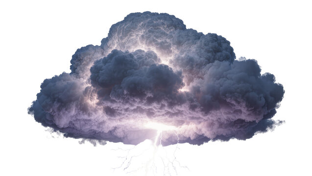 Dark storm cloud with lightning strikes and bright light