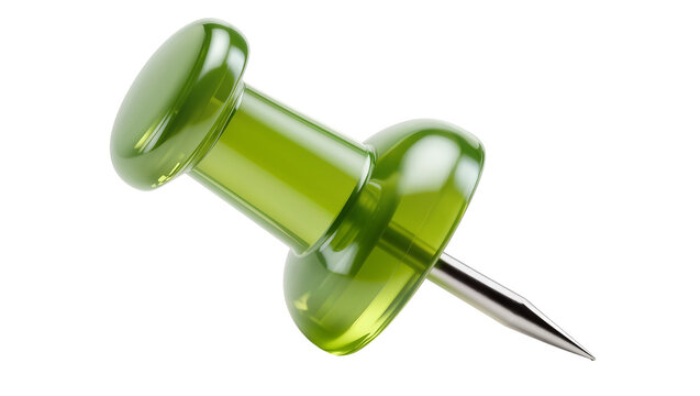 Green translucent plastic push pin with metal point