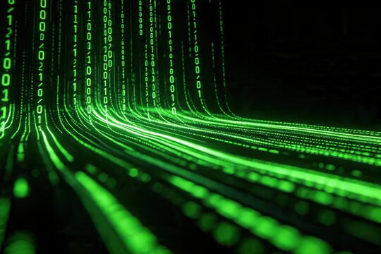 Green Matrix Code Stream Digital Data Tech Abstract Background