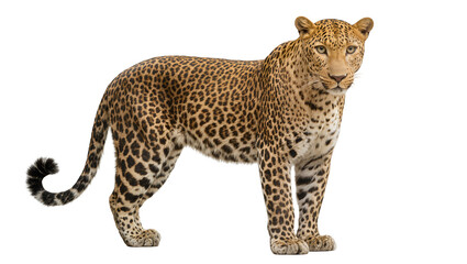 Fototapeta premium Leopard standing profile view with spotted fur