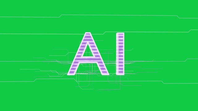 Purple neon AI appearing traces sliding joins growing AI scaling forming grid on transparent canvas