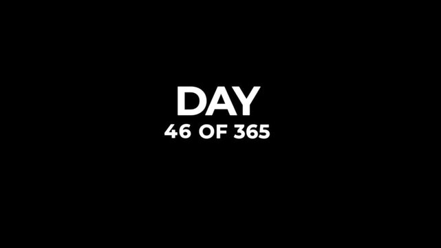 Abstract 0 to 365 days time line with day text animation. Animated of completing 365 of 365 counter. Three hundred sixty five day count concept.