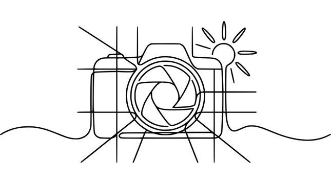 Continuous Line Drawing of a Camera with Flash