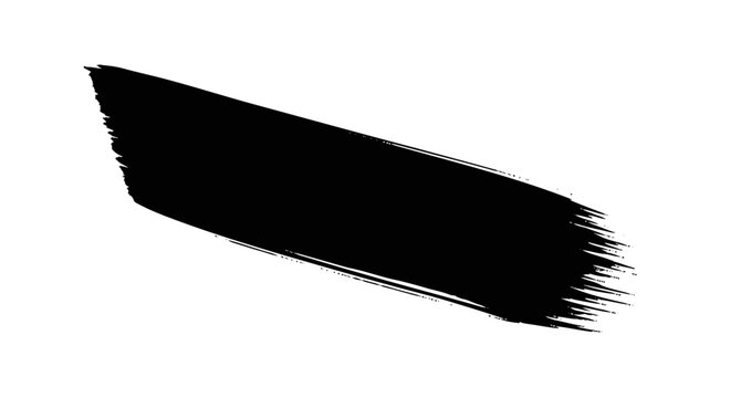 Dynamic black diagonal dry brush stroke with a severely jagged leading