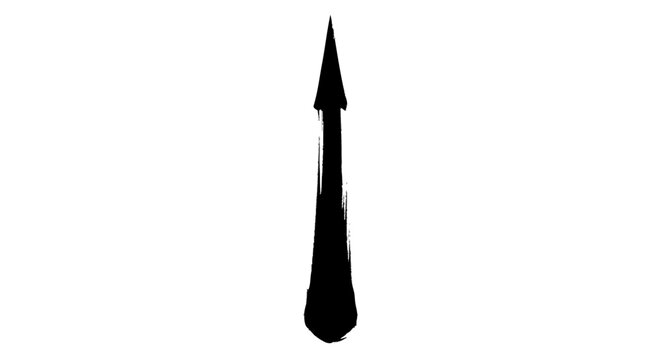 Clean black horizontal abstract shape featuring a sharp pointed left e