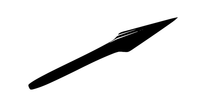 Clean black diagonal abstract shape with a smooth rounded tip on a bri
