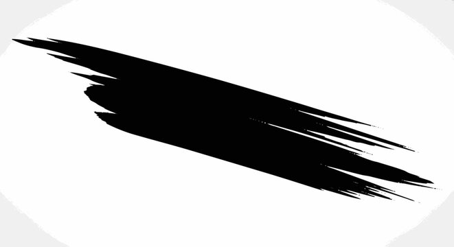 Dynamic black diagonal ink swipe featuring complex dry brush streaks a