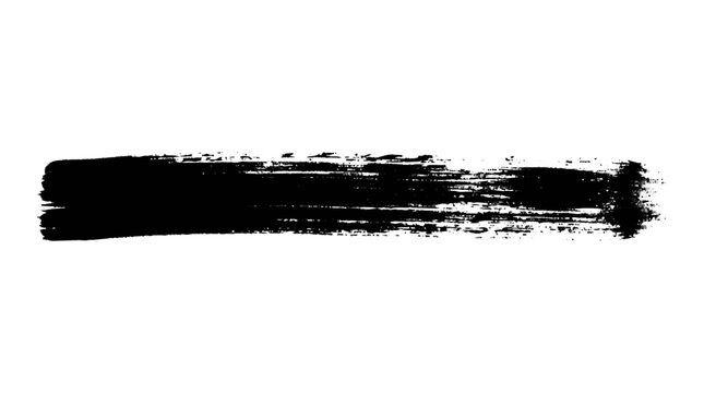 Textured black horizontal brush stroke with expressive dry brush detai