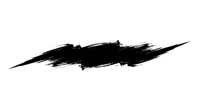 Dynamic black paint slash with a sharp pointed tip heavy dry brush tex