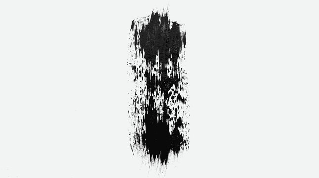 Bold single vertical black dry brush stroke with distressed gritty tex
