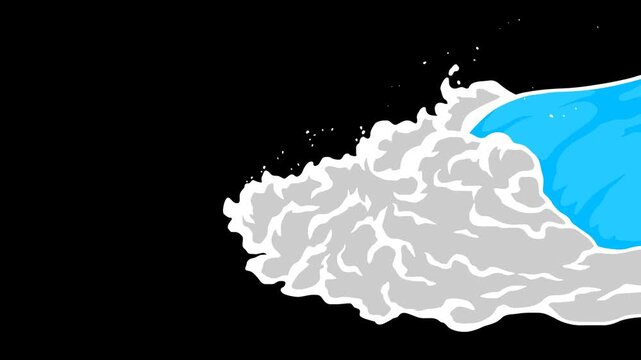 4k video collection of cartoon 2D animation of of sea wave, water splash with bubbles with an alpha channel transparent background