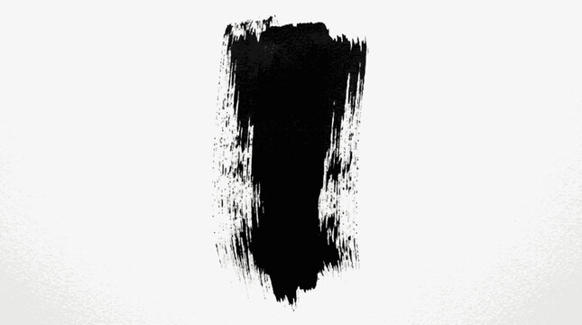 Vigorous vertical black ink brush stroke with a textured solid left ed