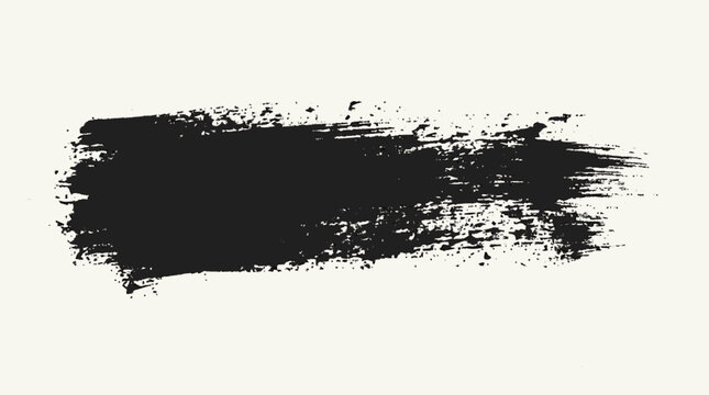 Wide black horizontal brushstroke with pronounced dry brush texture an