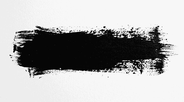 Bold black horizontal ink stroke with rough organic dry brush texture 