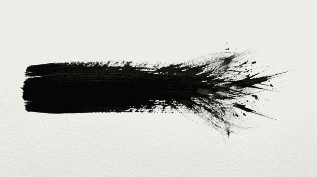 Minimalist horizontal black dry brush stroke with a defined left edge 
